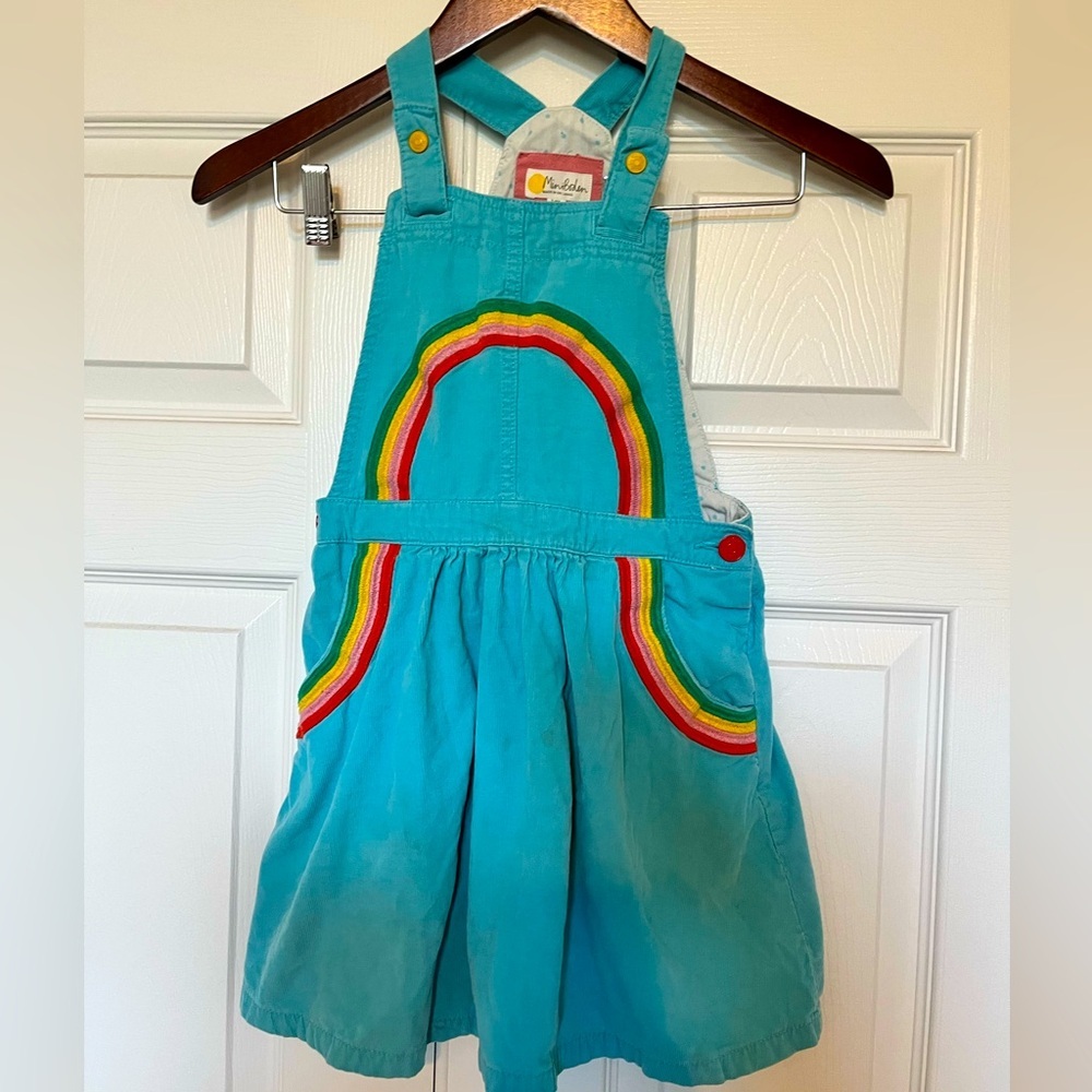 Mini Boden Girls Rainbow Corderoy Overalls Size 7/8 - Picture 3 of 10